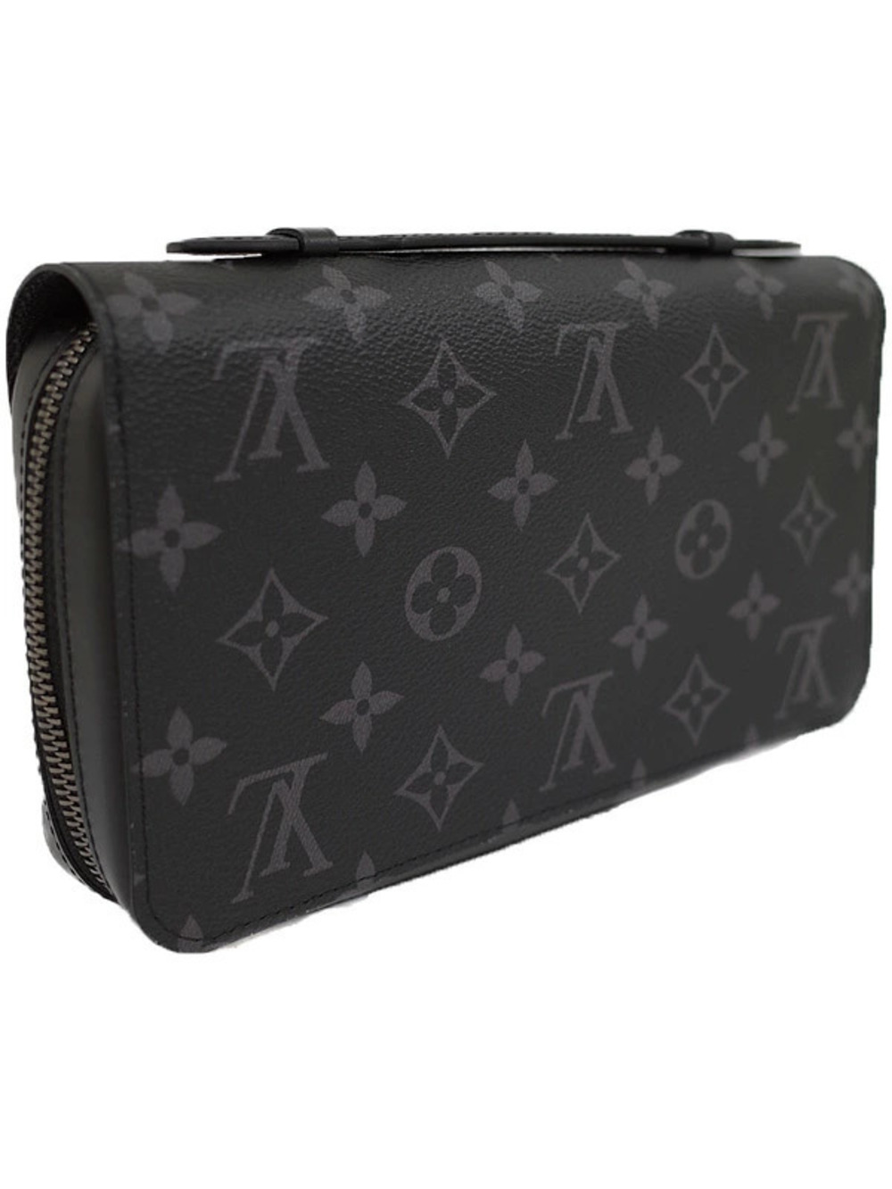 Louis Vuitton Zippy Black Monogram Wallet Long Zipper Round Eclipse Black
